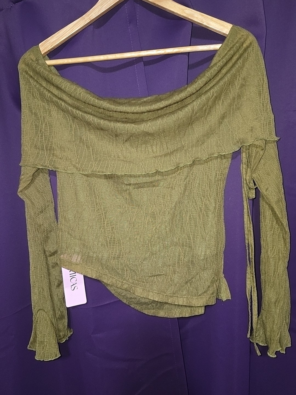 MICAS Olive Green Off-Shoulder Women's Top